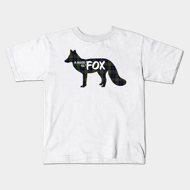 Fox Critter - MacLaren Plaid Kids T-Shirt by Wright Art